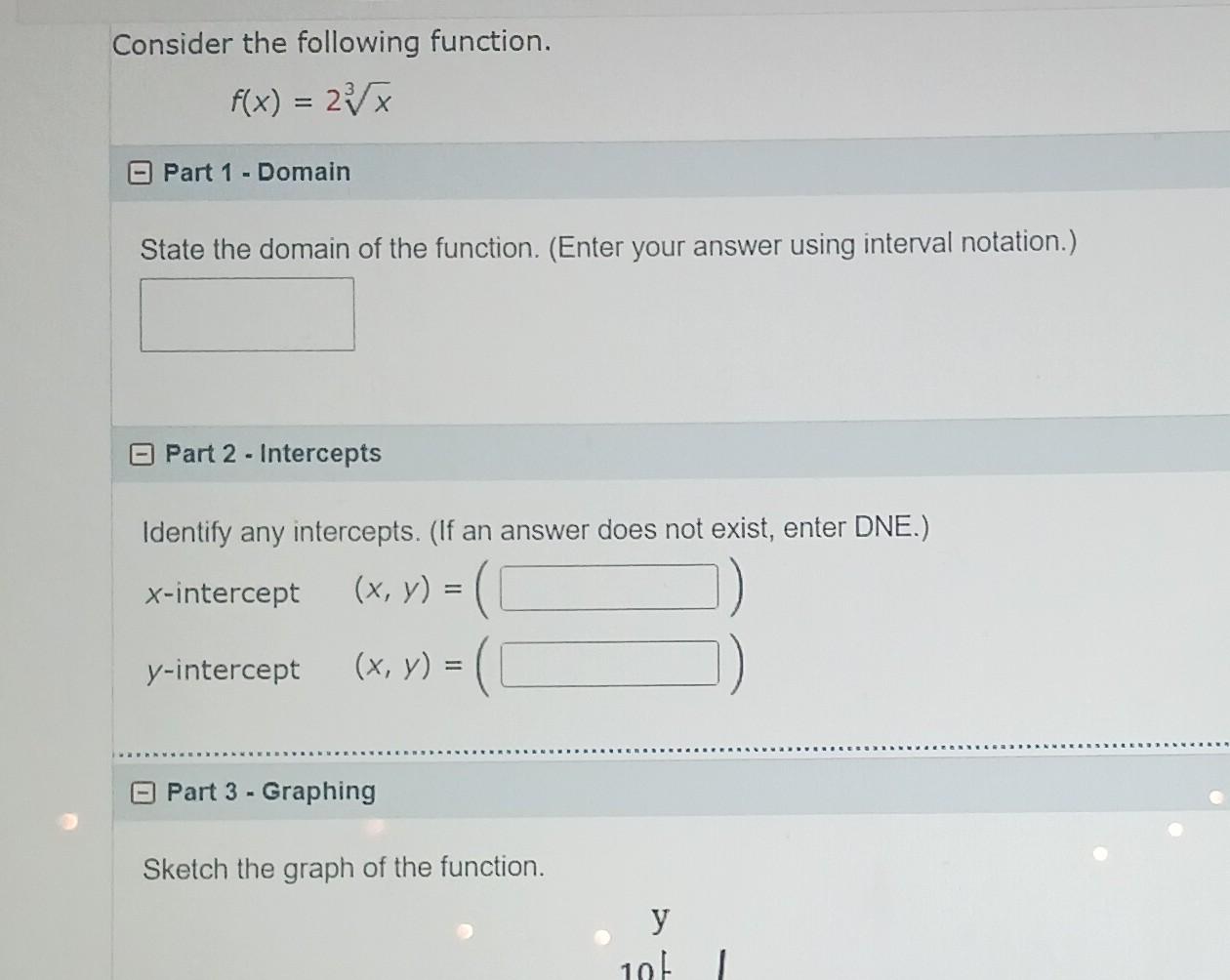 Solved Consider The Following Function F X 23x Part 1