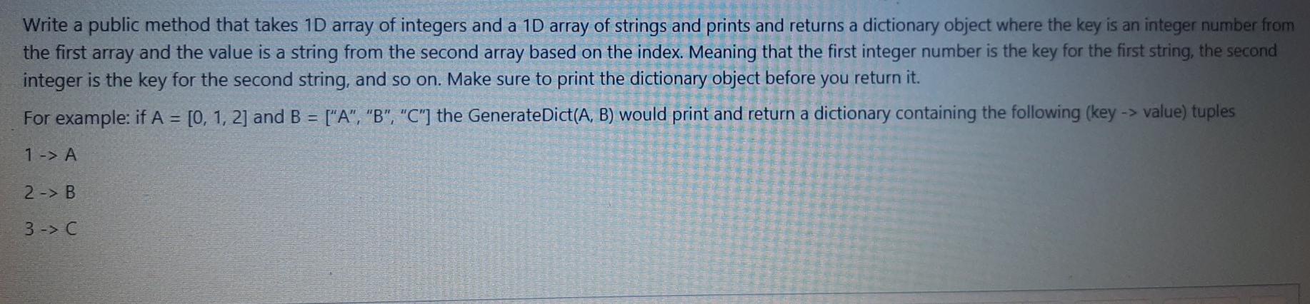 Solved Write a public method that takes 1D array of integers | Chegg.com