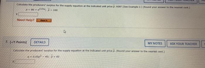 Solved calculate the consumers' surplus at the Indicated | Chegg.com