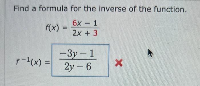 Solved Find a formula for the inverse of the function. | Chegg.com