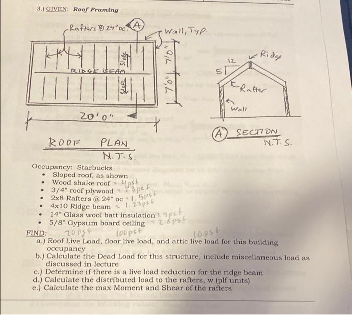 3.) GIVEN: Roof Framing -Rafters B 24
