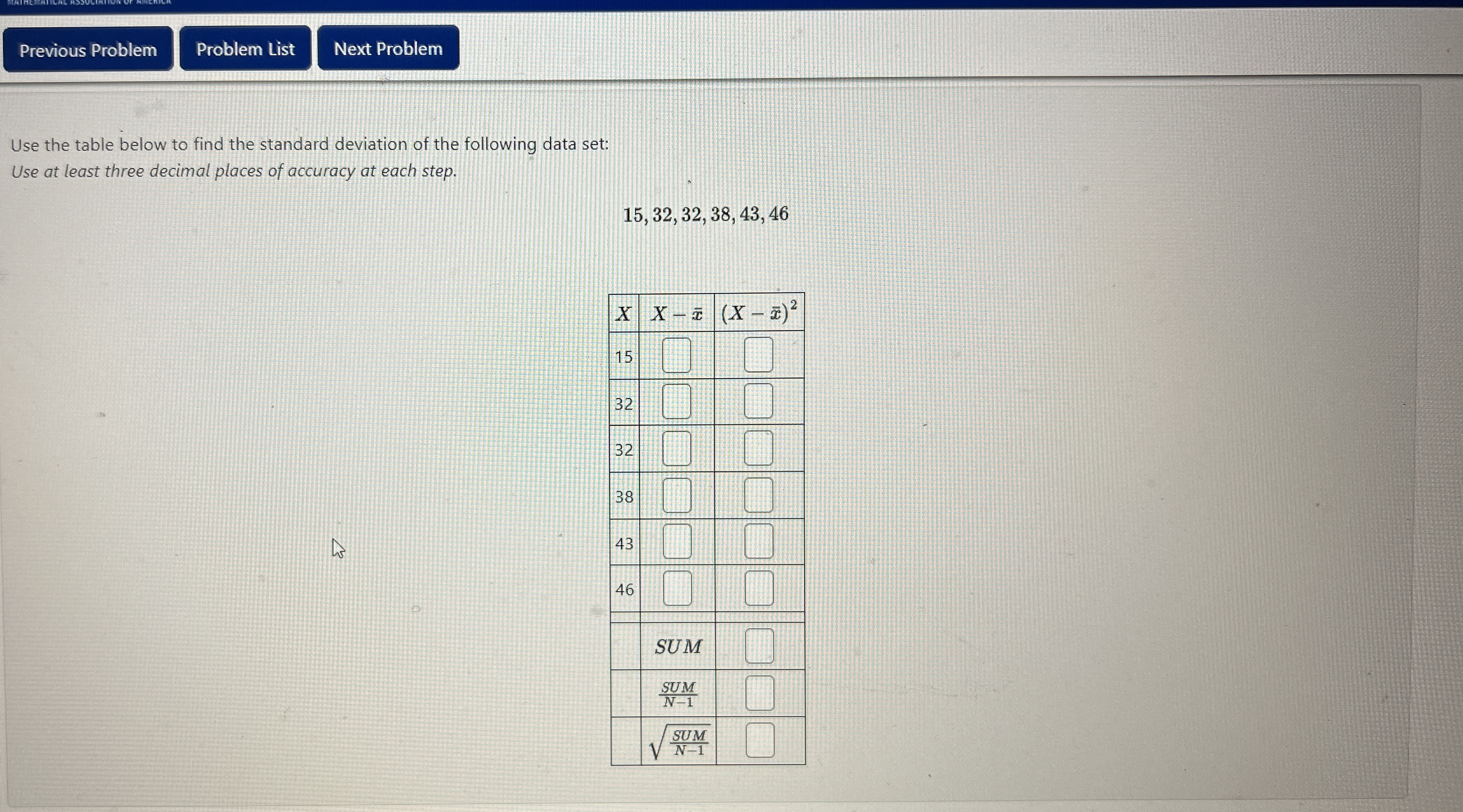 Use the table below to find the standard deviation of | Chegg.com