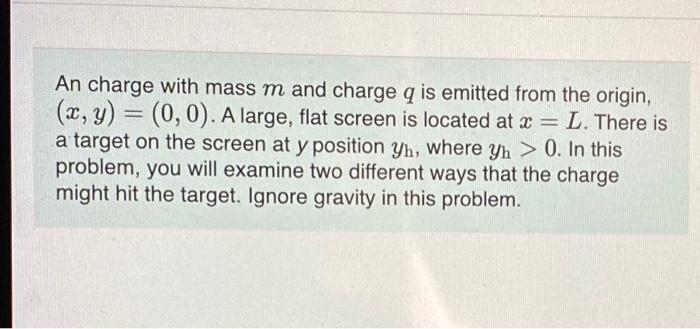 solved-an-charge-with-mass-m-and-charge-q-is-emitted-from-chegg