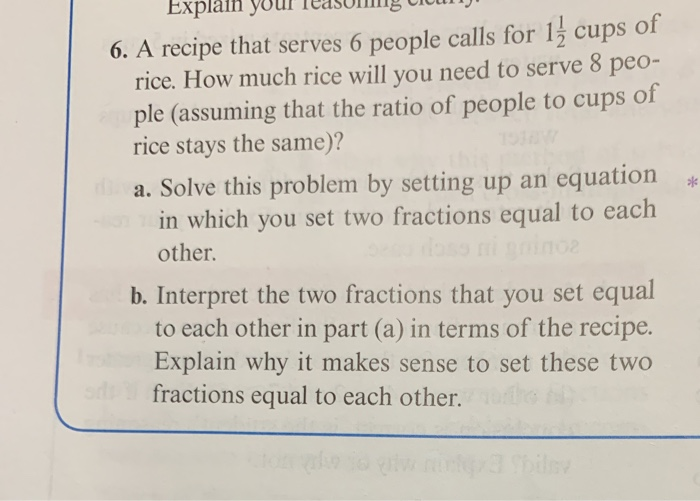 Solved of Explain your 6. A recipe that serves 6 people | Chegg.com