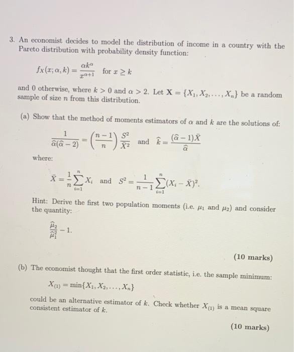 Solved] Consider a random sample of size n from a Pareto