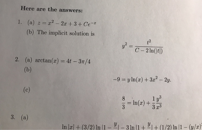 Solved Problems 1. Find the general solution to the | Chegg.com