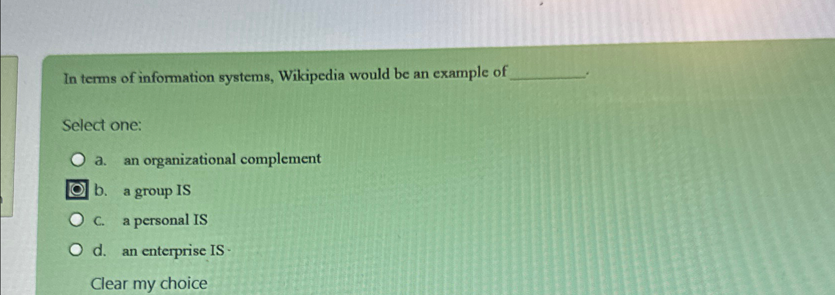 Solved In Terms Of Information Systems, Wikipedia Would Be | Chegg.com