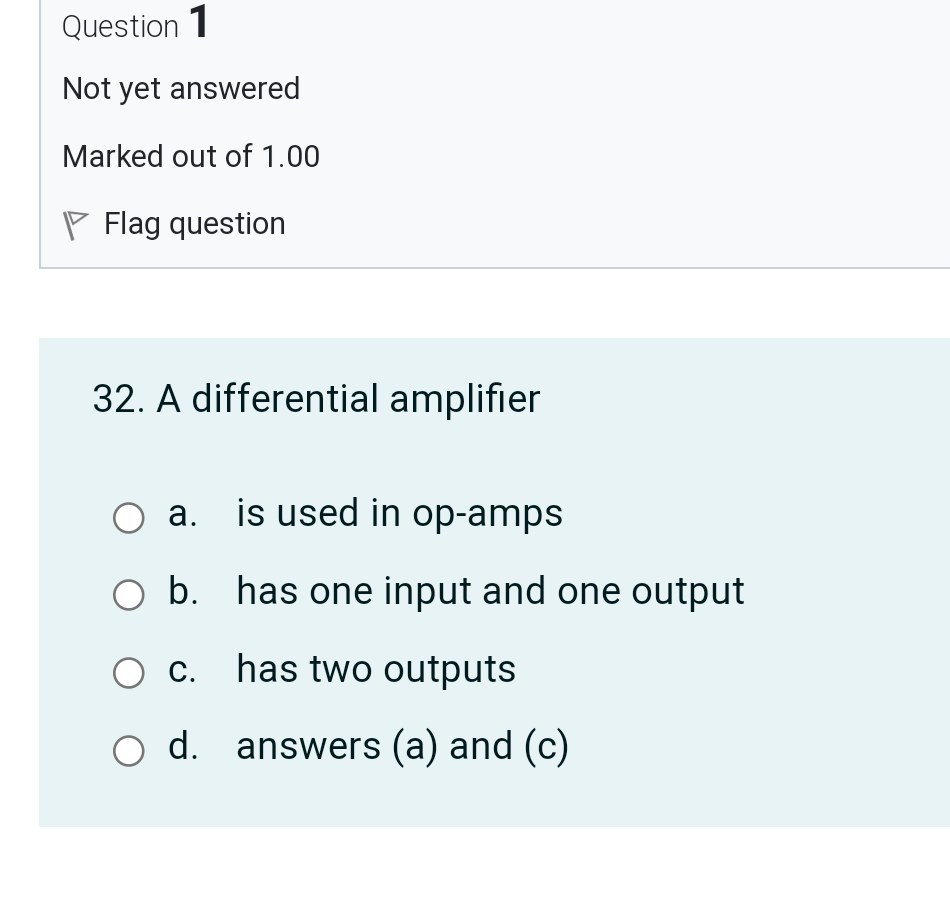 Solved Question 1 Not yet answered Marked out of 1.00 p Flag