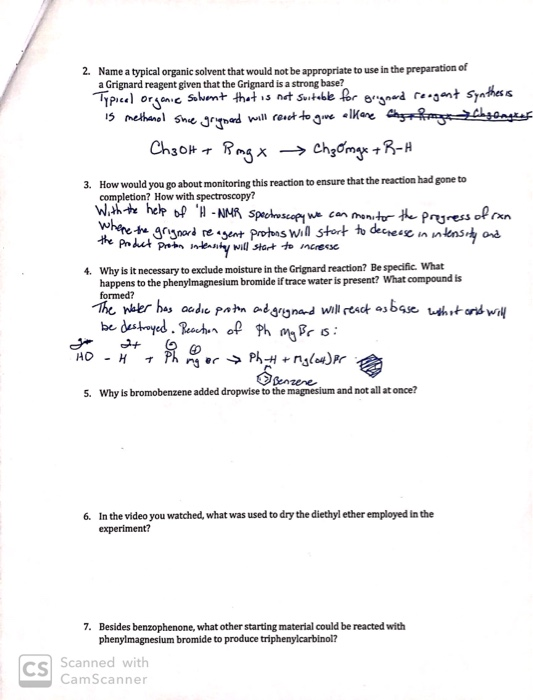 Solved Week 2 - Experiment - Virtual Grignard Reaction I. | Chegg.com