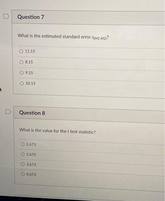 Solved Question 7 What is the estimated standard error | Chegg.com