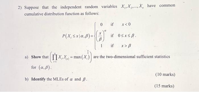 Solved 2) Suppose that the independent random variables | Chegg.com