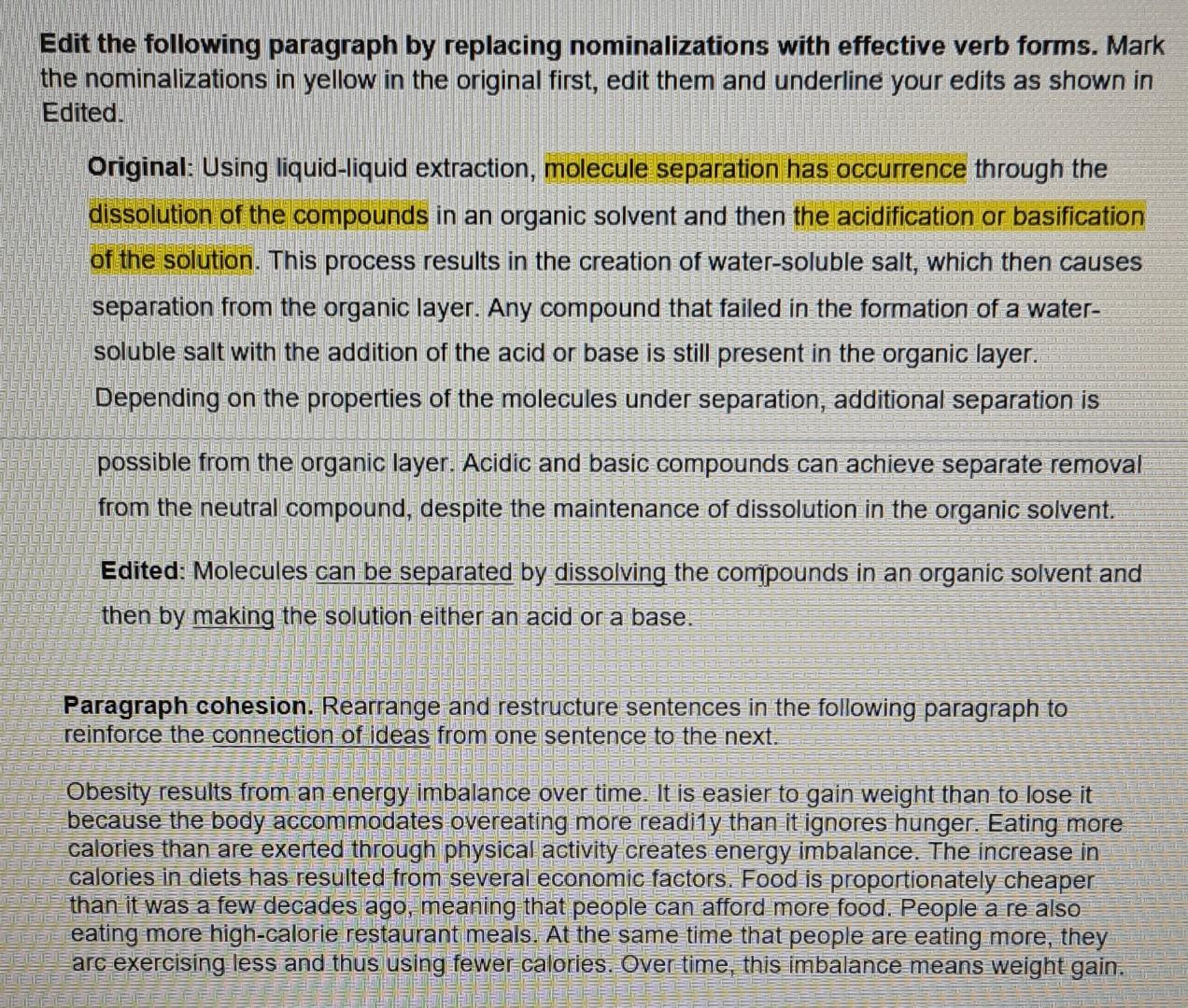 Solved Edit The Following Paragraph By Replacing Chegg Com
