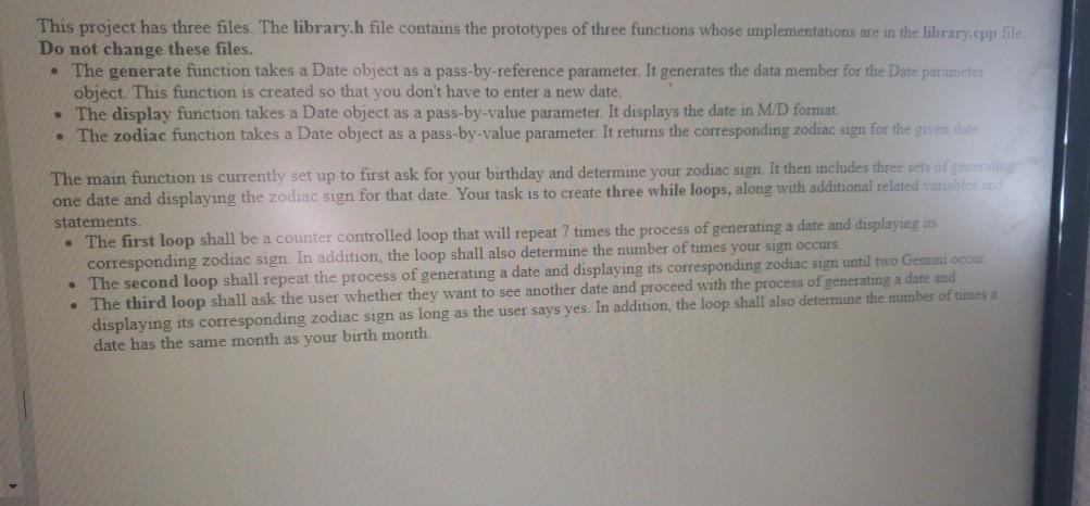 Solved This project has three files. The library.h file | Chegg.com