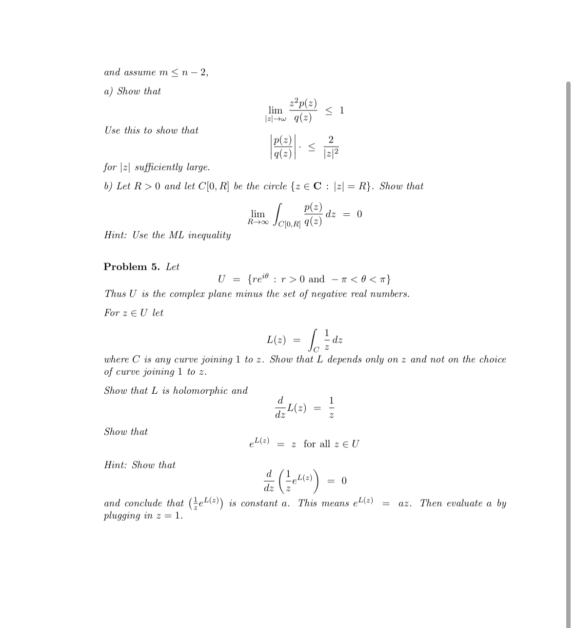 Solved And Assume M≤n 2 A ﻿show Thatlim Z →ωz2p Z Q Z ≤1use