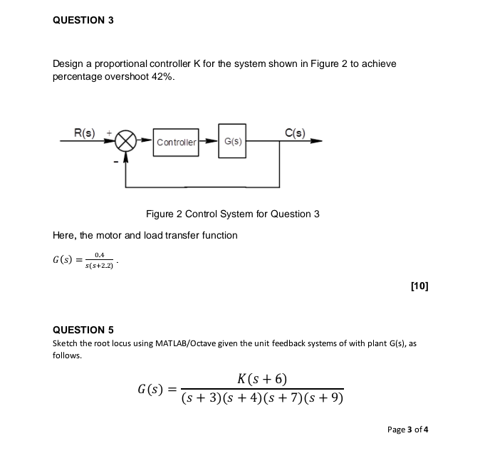 Solved Design a proportional controller K for the system | Chegg.com