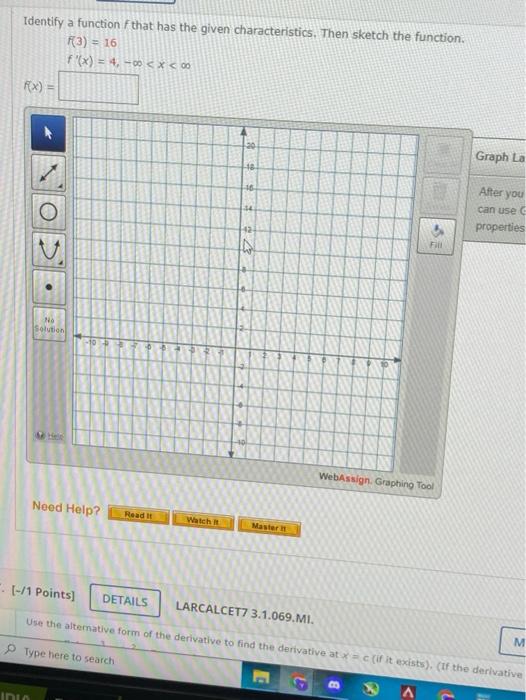 Solved Identify a function that has the given | Chegg.com