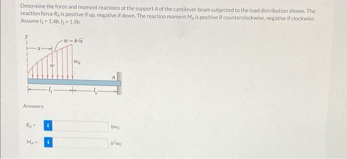 Solved Determine The Force And Moment Reactions At The | Chegg.com