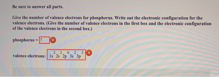 Phosphorus valence electron configuration