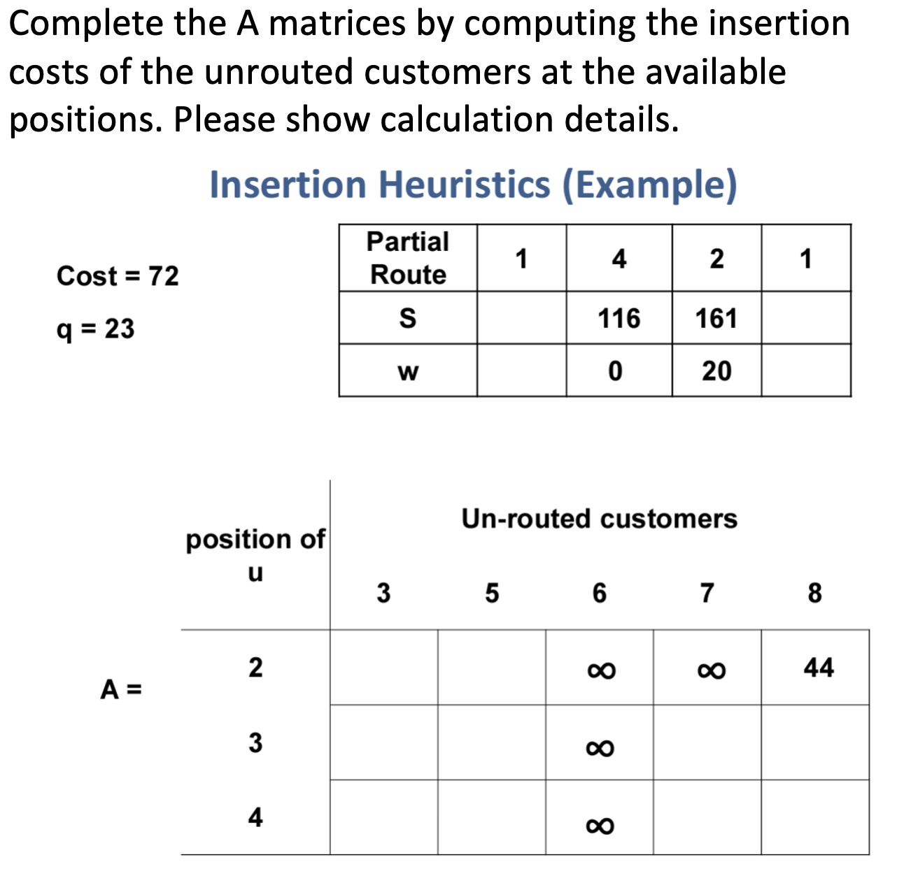 Solved Complete the A matrices by computing the | Chegg.com