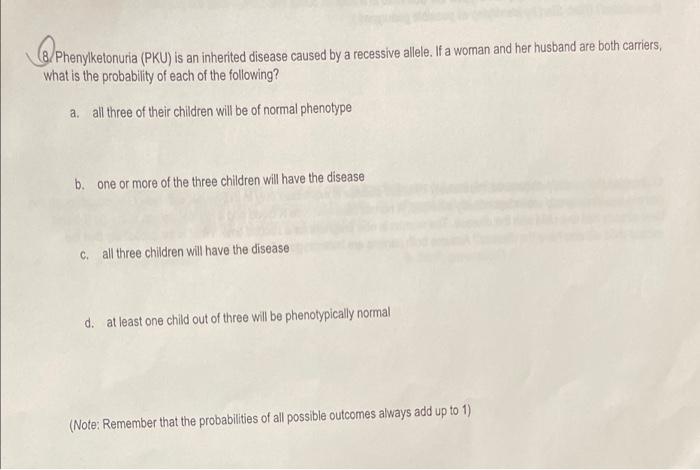 Solved @Phenylketonuria Phenylketonuria (PKU) is an | Chegg.com