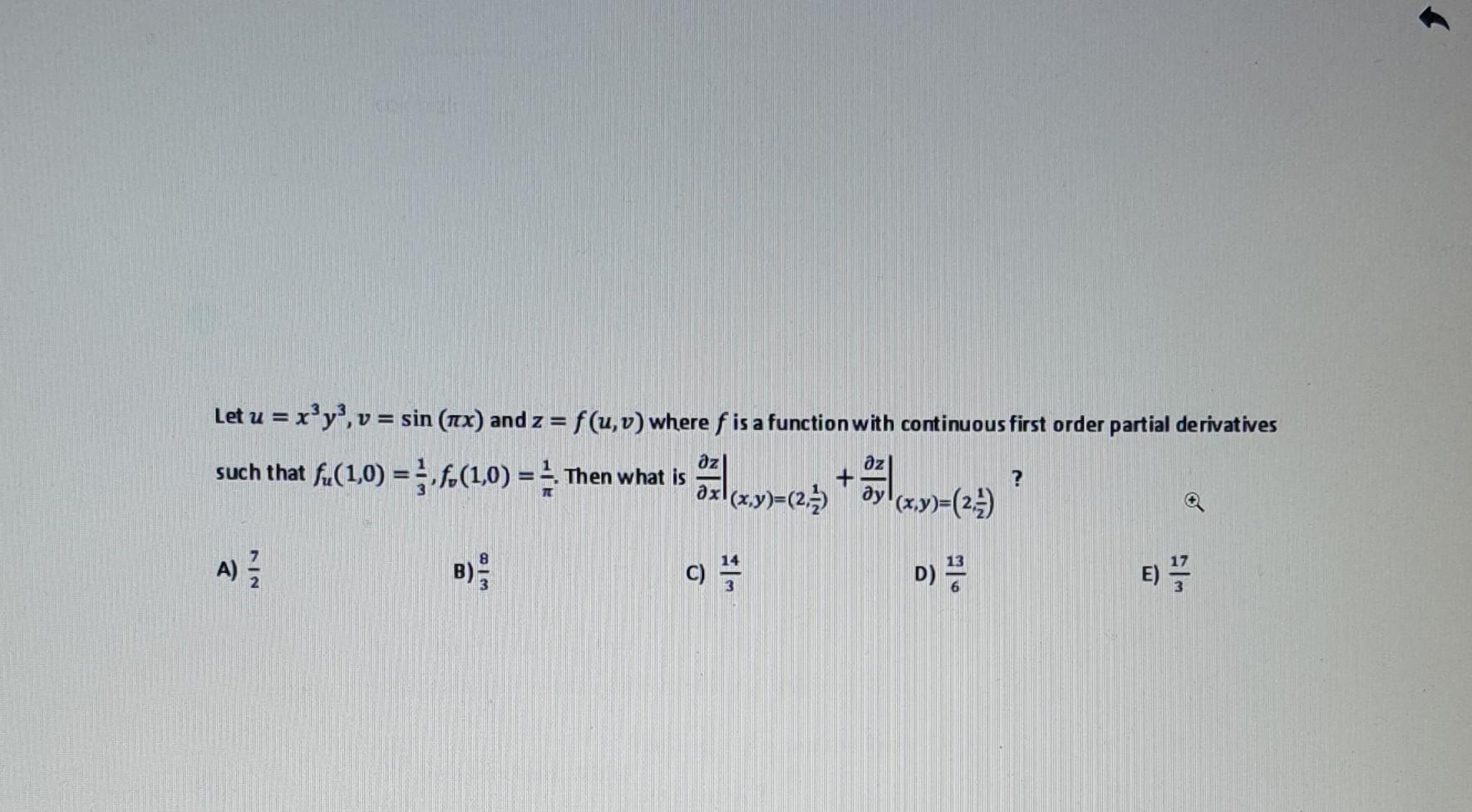 Solved Let U X3y3 V Sin πx And Z F U V Where F Is A