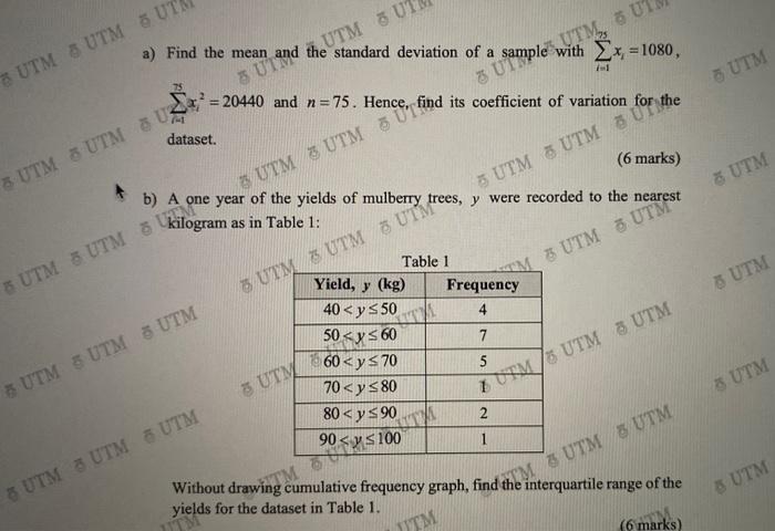 Solved a) Find the mean and the standard deviation of a | Chegg.com