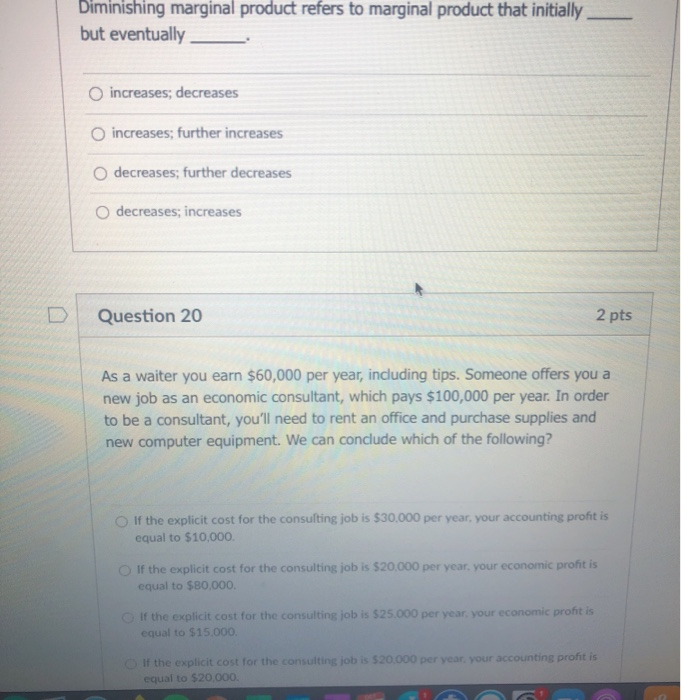Solved Diminishing marginal product refers to marginal | Chegg.com