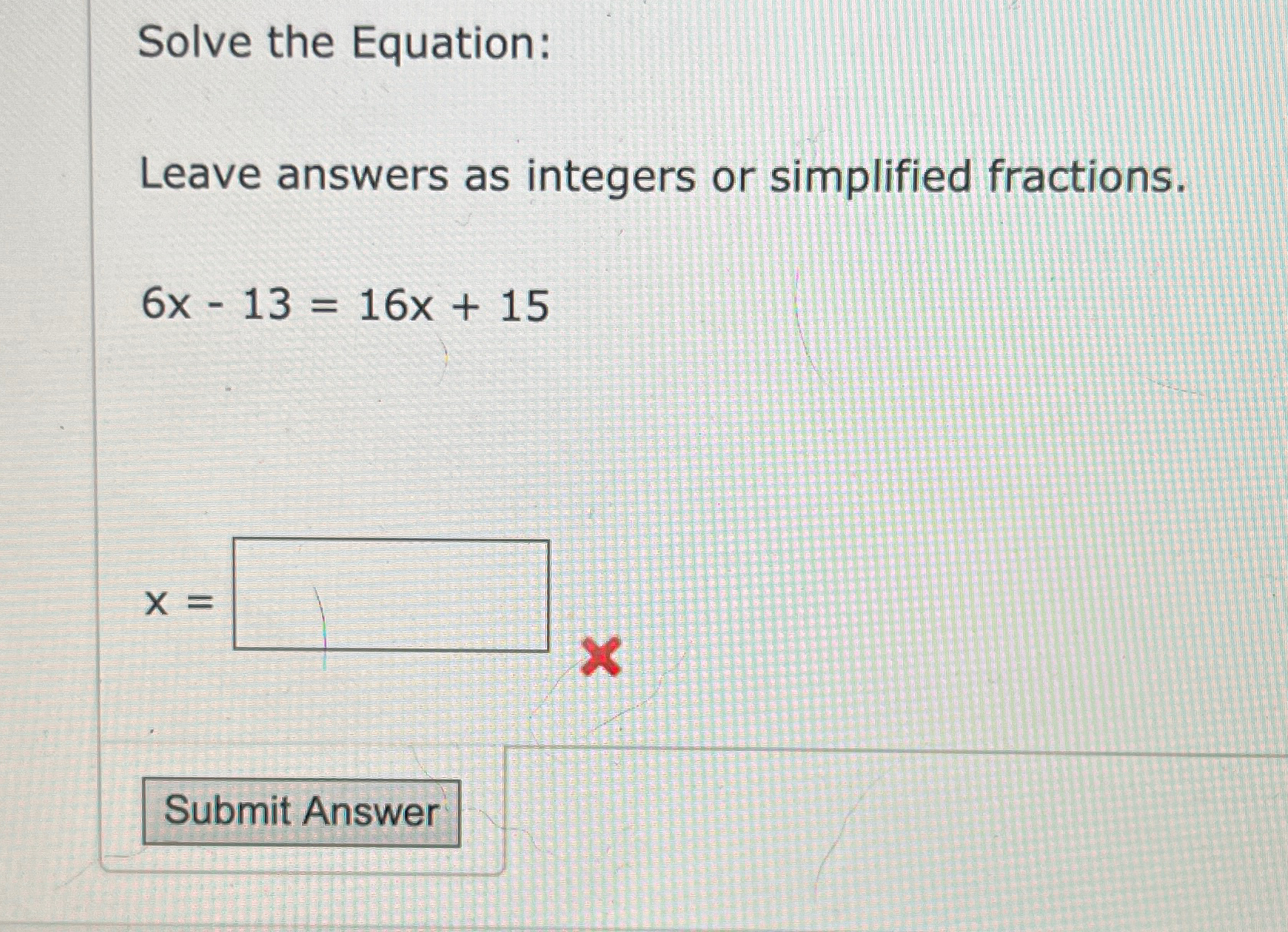 Solved Solve the Equation:Leave answers as integers or | Chegg.com
