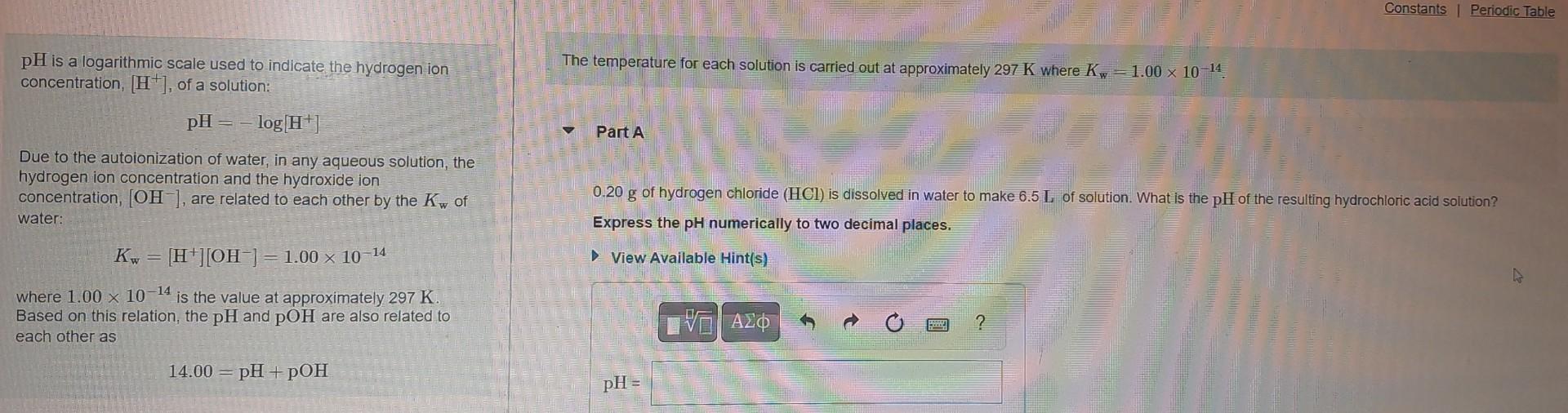 Solved pH is a logarithmic scale used to indicate the | Chegg.com