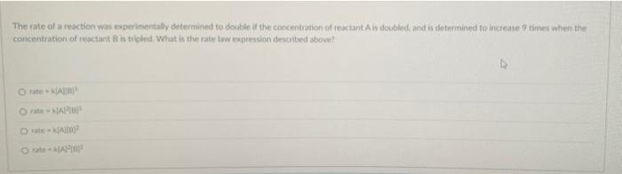 Solved The rate of a reaction was experimentally determined | Chegg.com