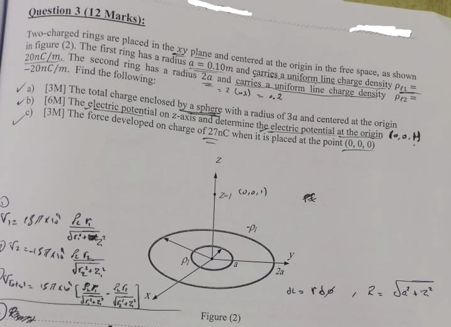 Solved Question Marks Two Charged Rings Are Plac