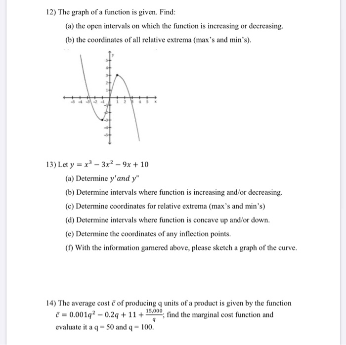 Solved 12) The graph of a function is given. Find: (a) the | Chegg.com