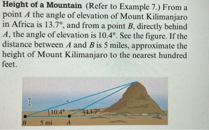 Solved Height of a Mountain (Refer to Example 7.) From a | Chegg.com