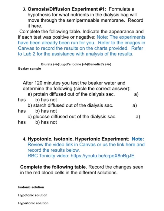 LAB 4 MOVEMENT THROUGH THE CELL MEMBRANE 1.