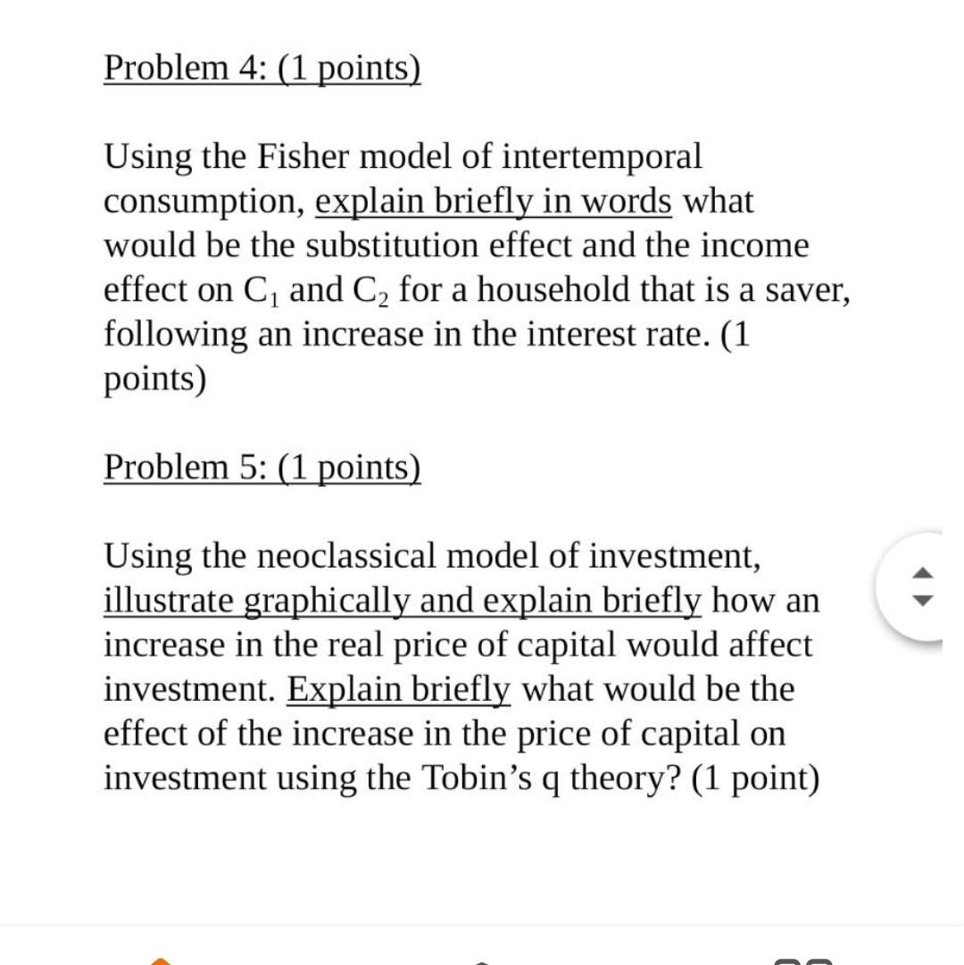 Solved Problem 4: (1 points) Using the Fisher model of | Chegg.com