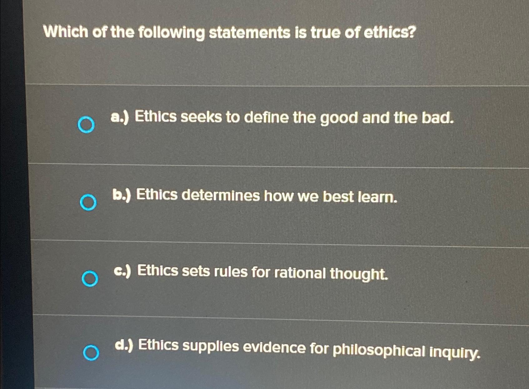 Solved Which of the following statements is true of | Chegg.com