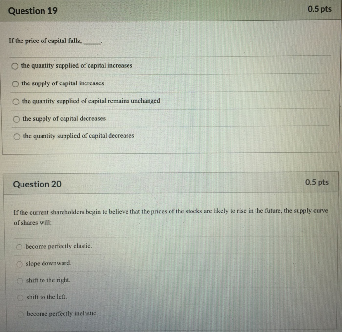 Solved Question 19 0.5 pts If the price of capital falls, | Chegg.com