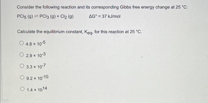 Solved Consider the following reaction and its corresponding | Chegg.com