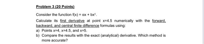 Solved Problem 3 (20 Points) Consider the function f(x) = ax | Chegg.com
