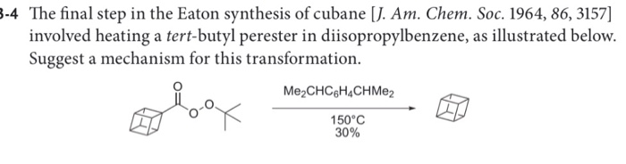 Solved 3-4 The final step in the Eaton synthesis of cubane | Chegg.com