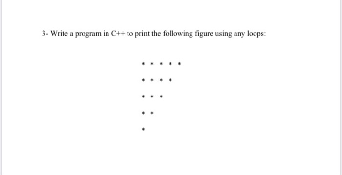 Solved 3- Write a program in C++ to print the following | Chegg.com
