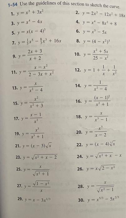 Solved 1 54 Use The Guidelines Of This Section To Sketch The Chegg Com