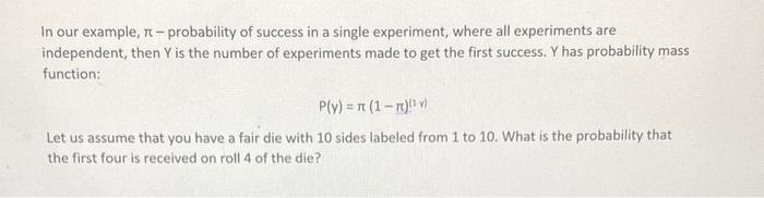 Solved In our example, re-probability of success in a single | Chegg.com