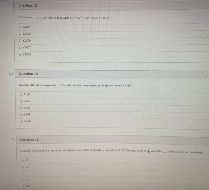 Solved Question 13 If you were to do a two-sided t-test, | Chegg.com