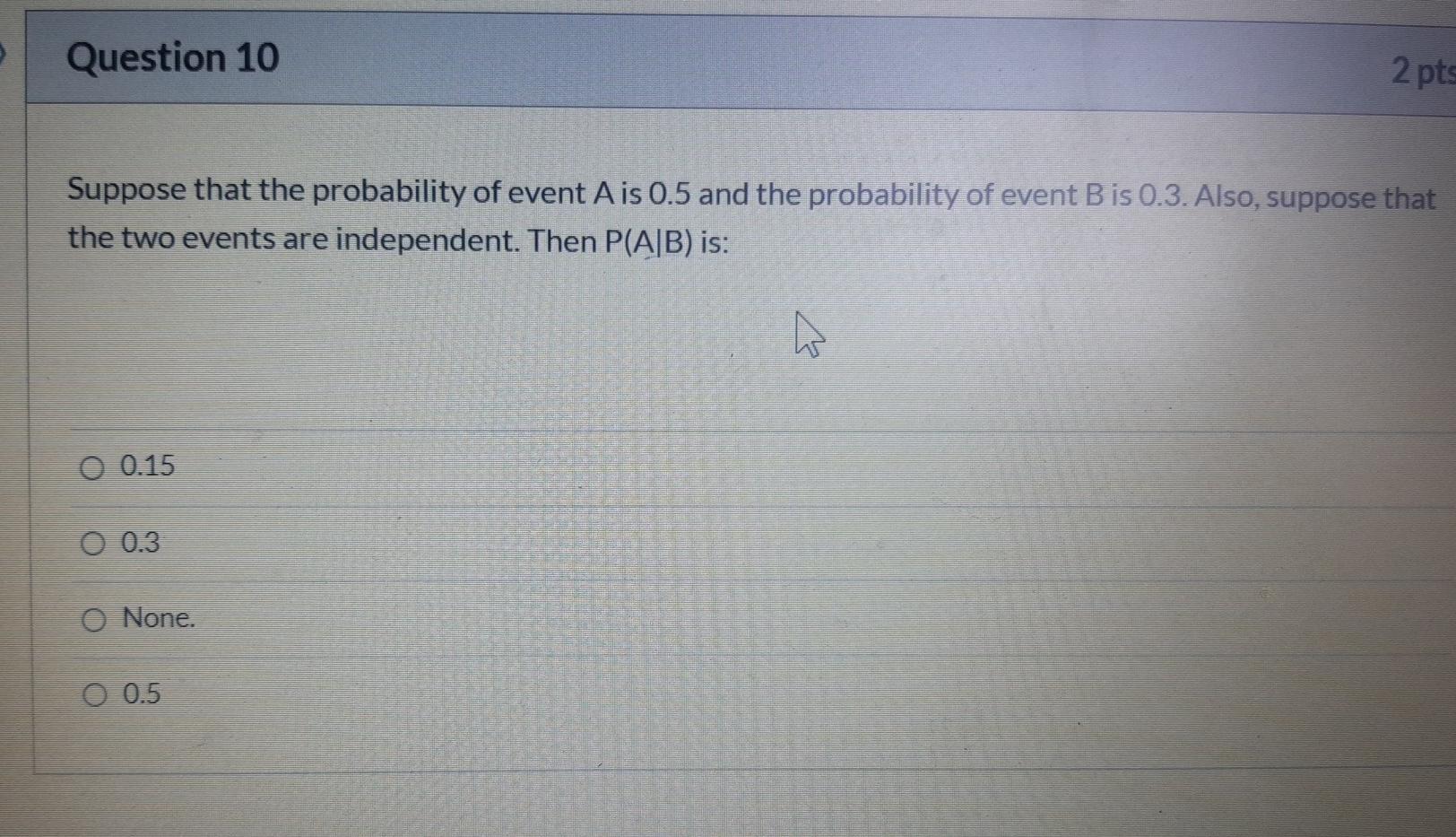 Solved Question 10 2 pts Suppose that the probability of | Chegg.com