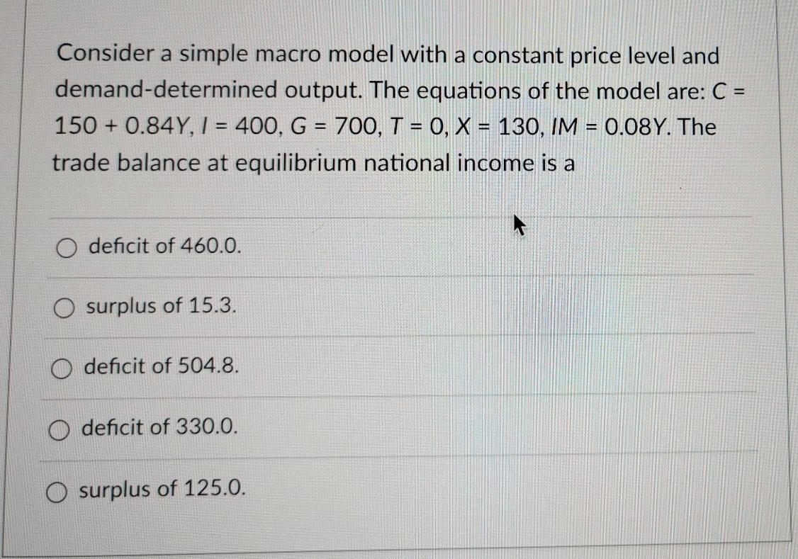 Solved Consider a simple macro model with a constant price | Chegg.com