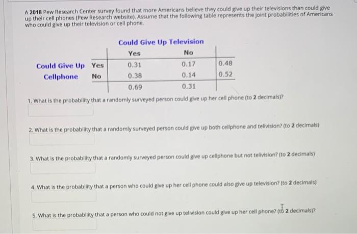 Solved A 2018 Pew Research Center Survey Found That More | Chegg.com