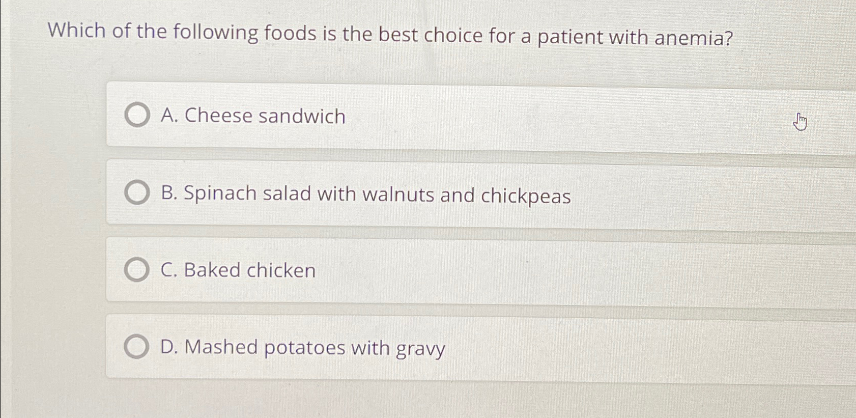 Solved Which of the following foods is the best choice for a | Chegg.com