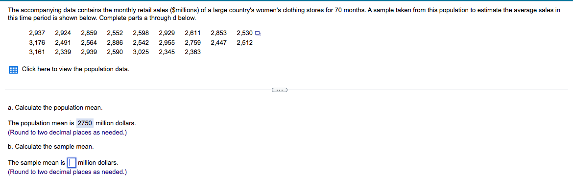 Solved How do I calculate the sample mean if the question | Chegg.com