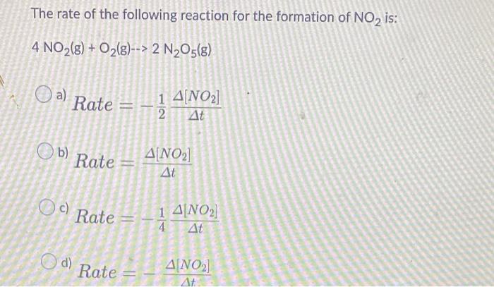 Solved The rate of the following reaction for the formation | Chegg.com
